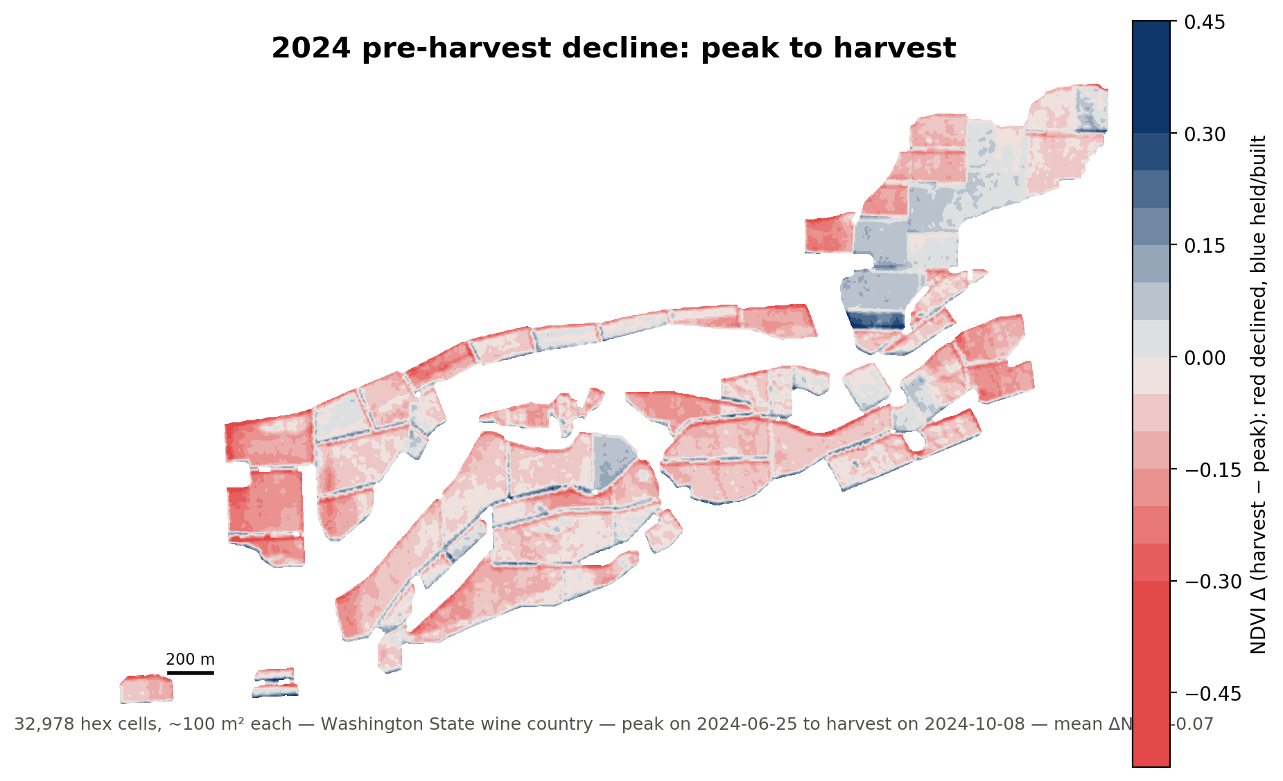 2024 harvest-window NDVI decline map
